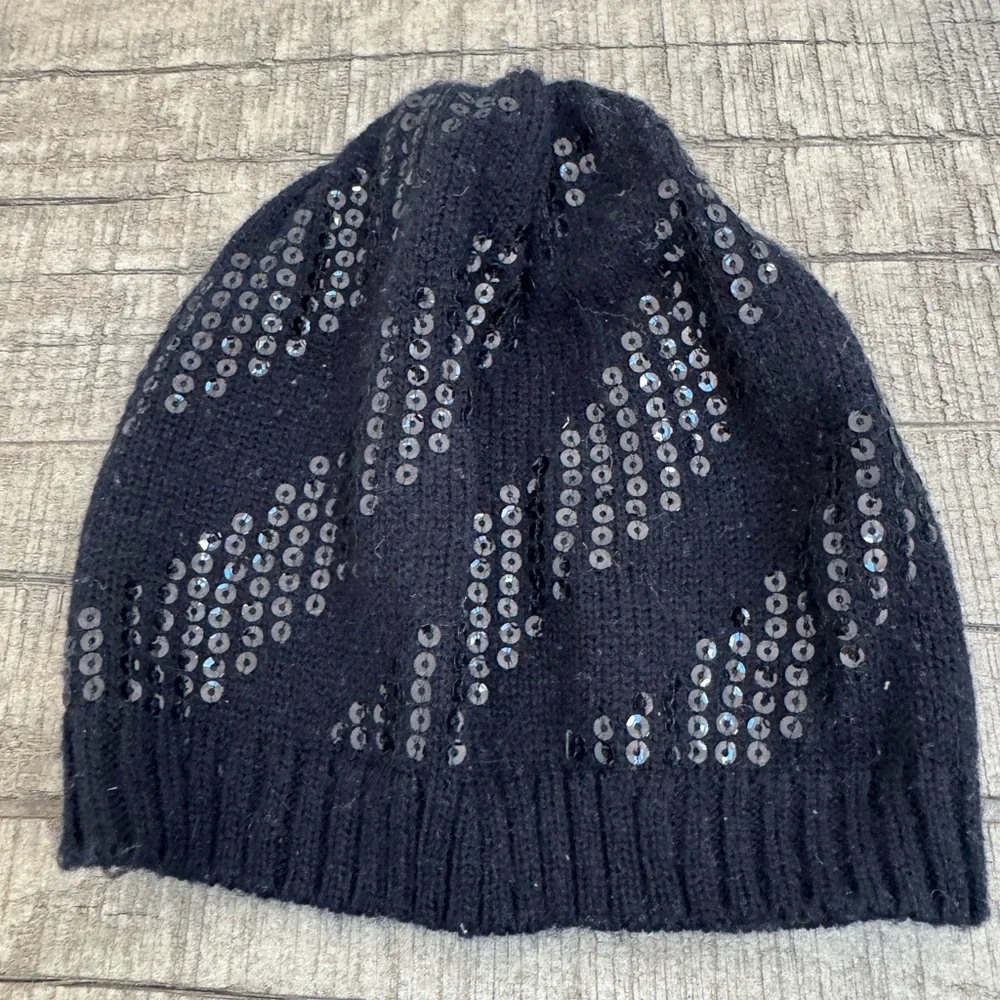 H&M Midnight Black Sequin Hat O/S